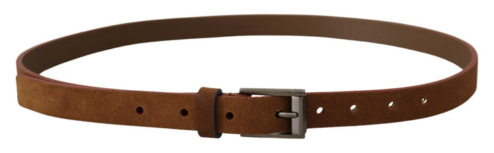 Dolce &amp; Gabbana Brown Logo Engraved Metal Waist Buckle Belt