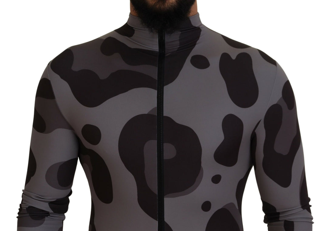 Dolce &amp; Gabbana Gray Patterned Polyester Wetsuit Swimwear