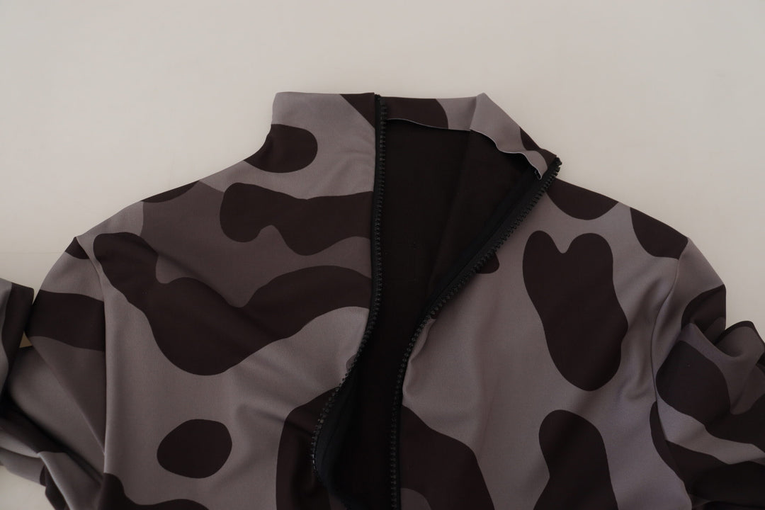 Dolce &amp; Gabbana Gray Patterned Polyester Wetsuit Swimwear
