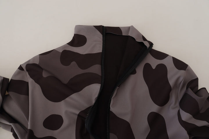 Dolce &amp; Gabbana Gray Patterned Polyester Wetsuit Swimwear