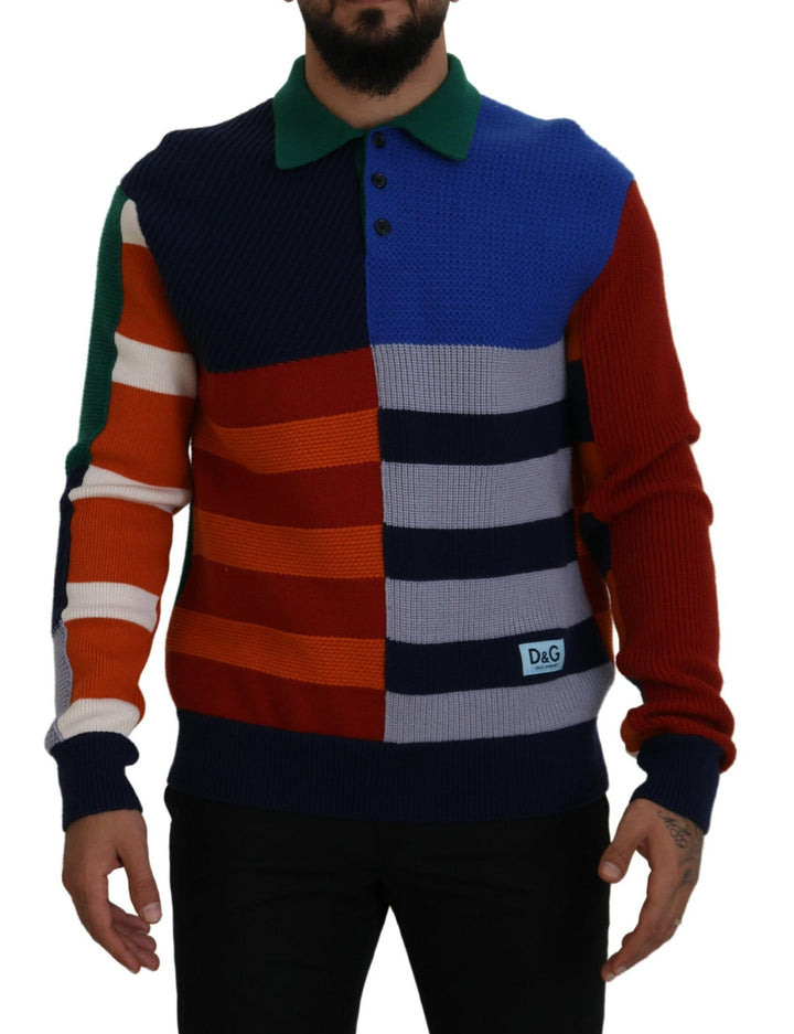 Dolce &amp; Gabbana Multicolor Stripes Wool Pullover Sweater