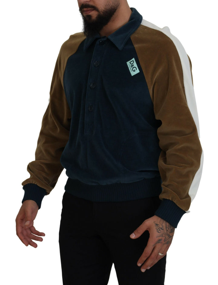 Dolce &amp; Gabbana Multicolor Cotton Collared Pullover Sweater