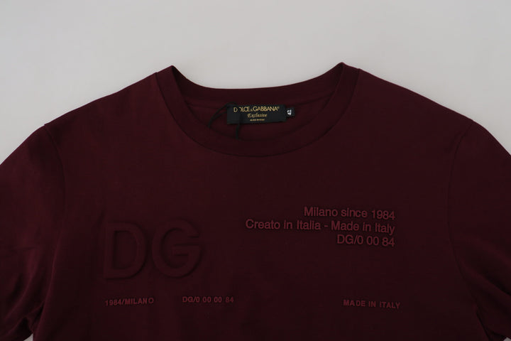 Dolce &amp; Gabbana Maroon Printed Short Sleeves Men T-shirt