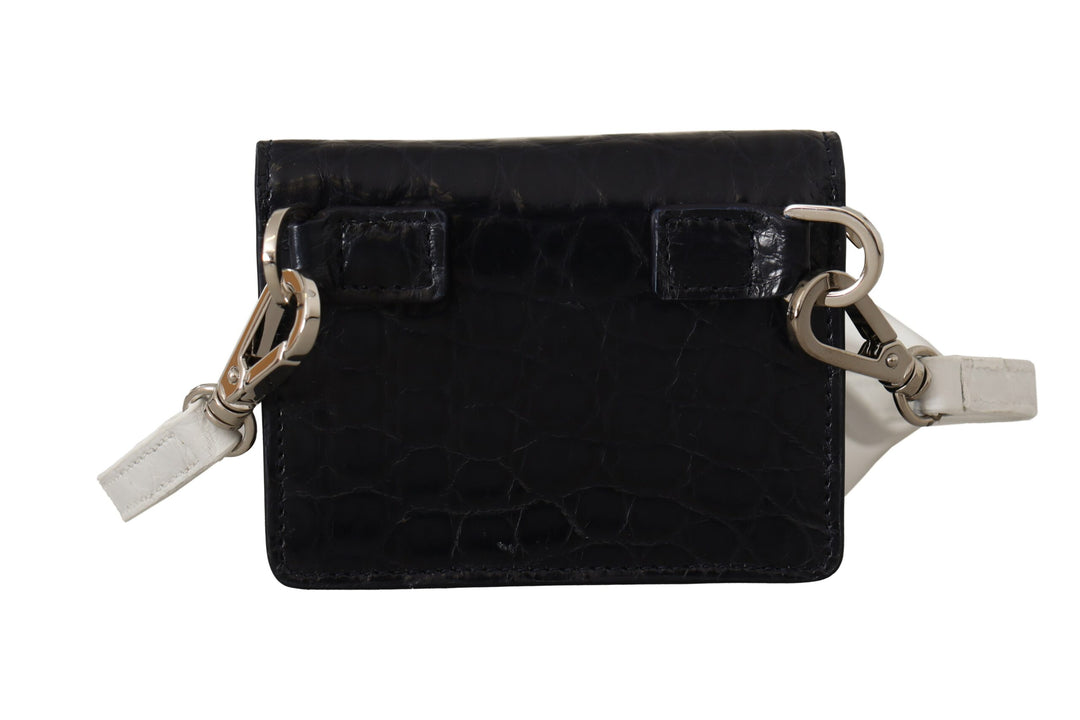 Portefeuille à deux volets en cuir exotique bleu Dolce &amp;amp; Gabbana avec sangle