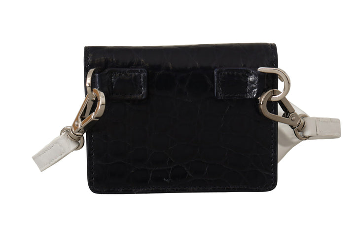 Portefeuille à deux volets en cuir exotique bleu Dolce &amp;amp; Gabbana avec sangle