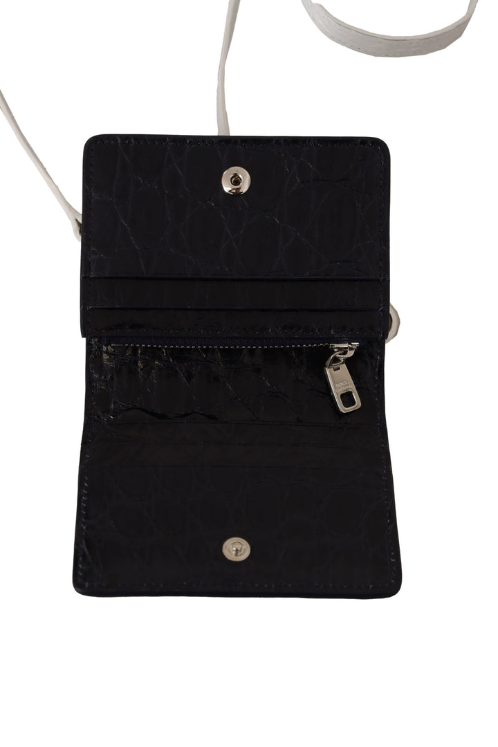 Portefeuille à deux volets en cuir exotique bleu Dolce &amp;amp; Gabbana avec sangle