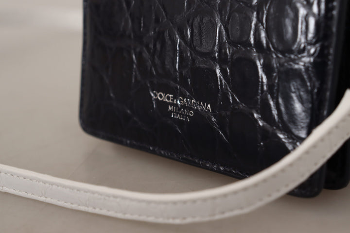 Portefeuille à deux volets en cuir exotique bleu Dolce &amp;amp; Gabbana avec sangle