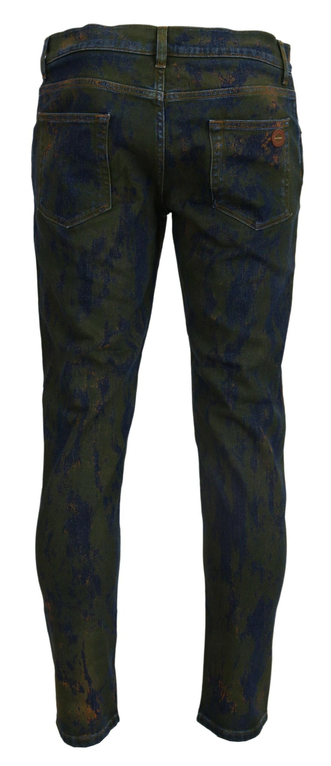 Dolce &amp; Gabbana Blue Green Skinny Cotton Denim Jeans