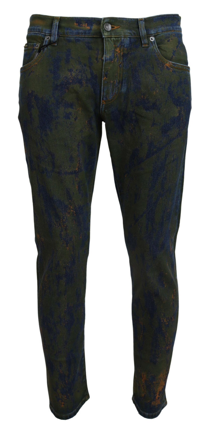 Dolce &amp; Gabbana Blue Green Skinny Cotton Denim Jeans
