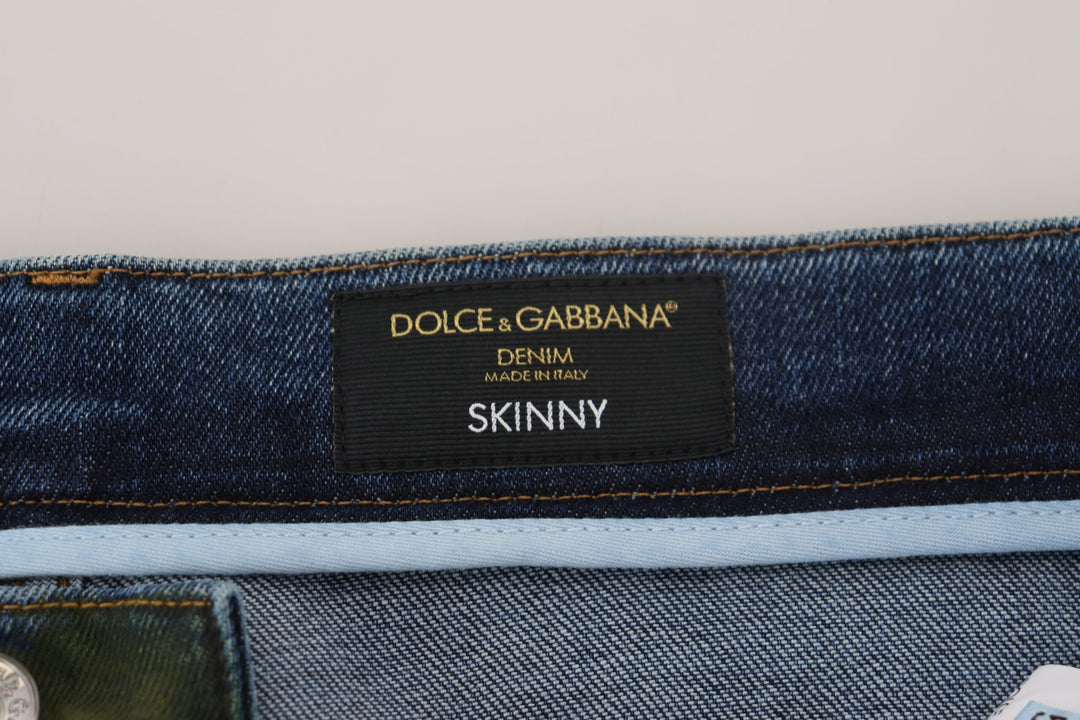 Dolce &amp; Gabbana Blue Green Skinny Cotton Denim Jeans
