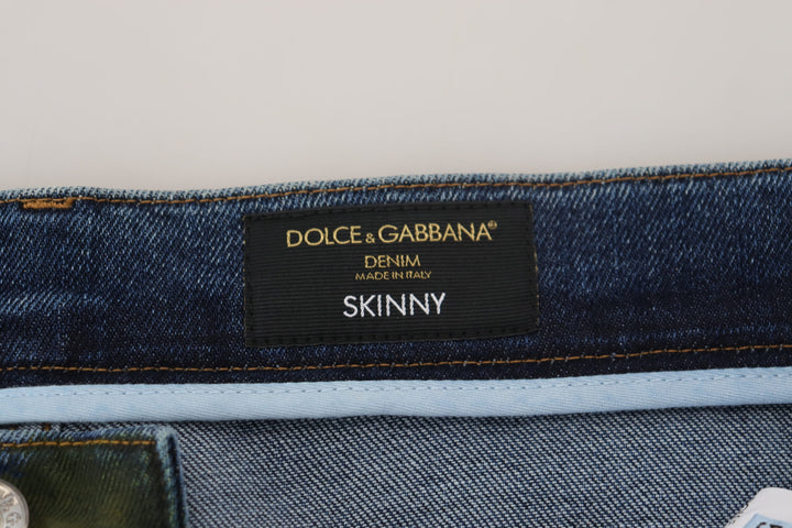 Dolce &amp; Gabbana Blue Green Skinny Cotton Denim Jeans