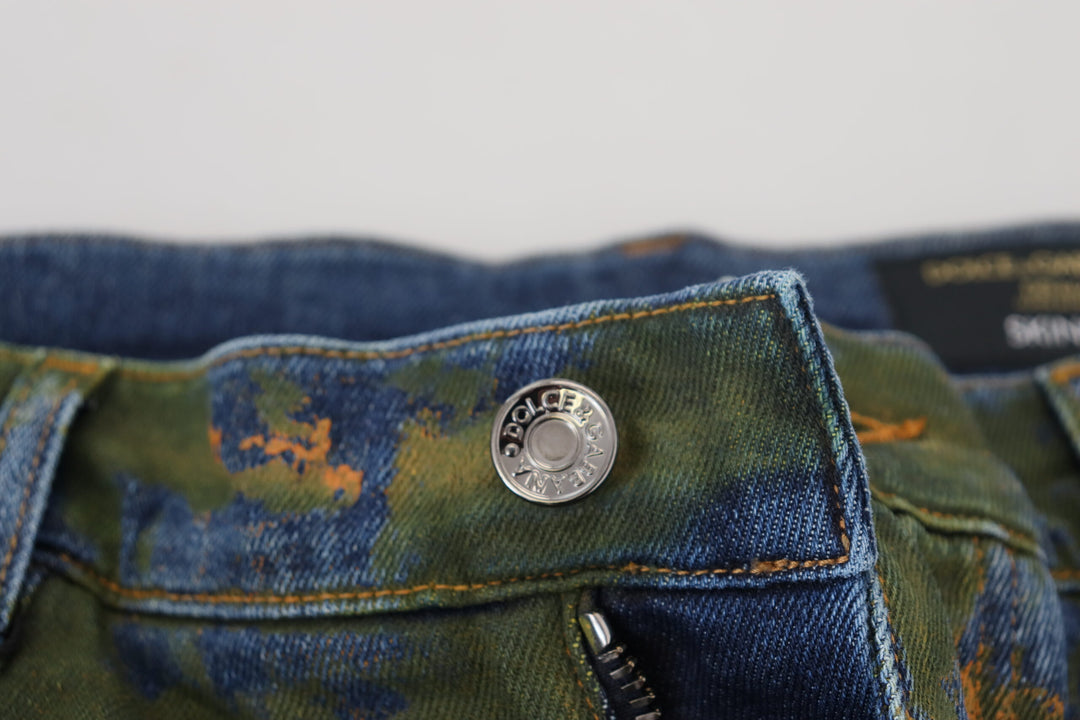 Dolce &amp; Gabbana Blue Green Skinny Cotton Denim Jeans