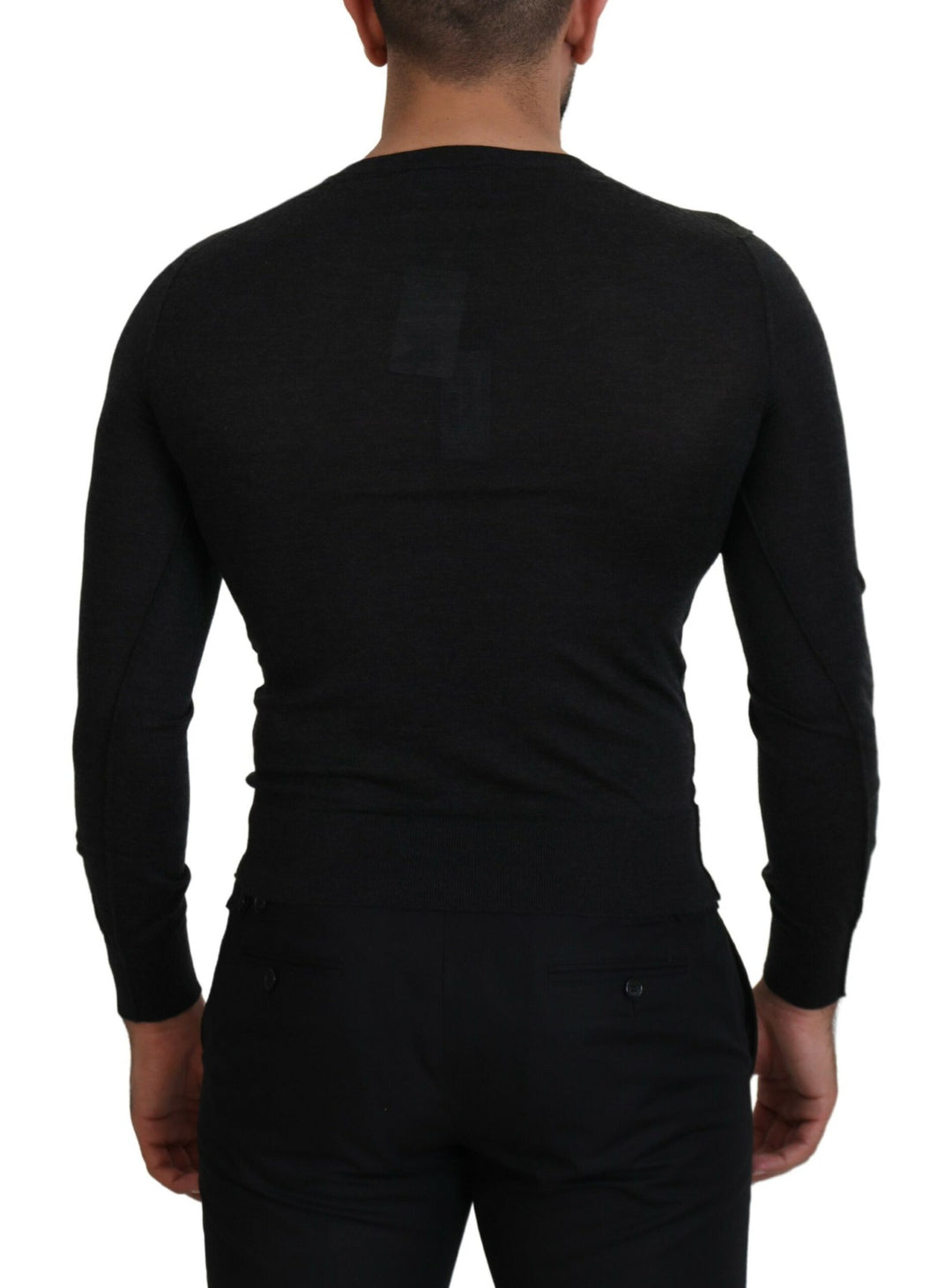 Dolce &amp; Gabbana Gray Cashmere V-neck Gold Heart Sweater