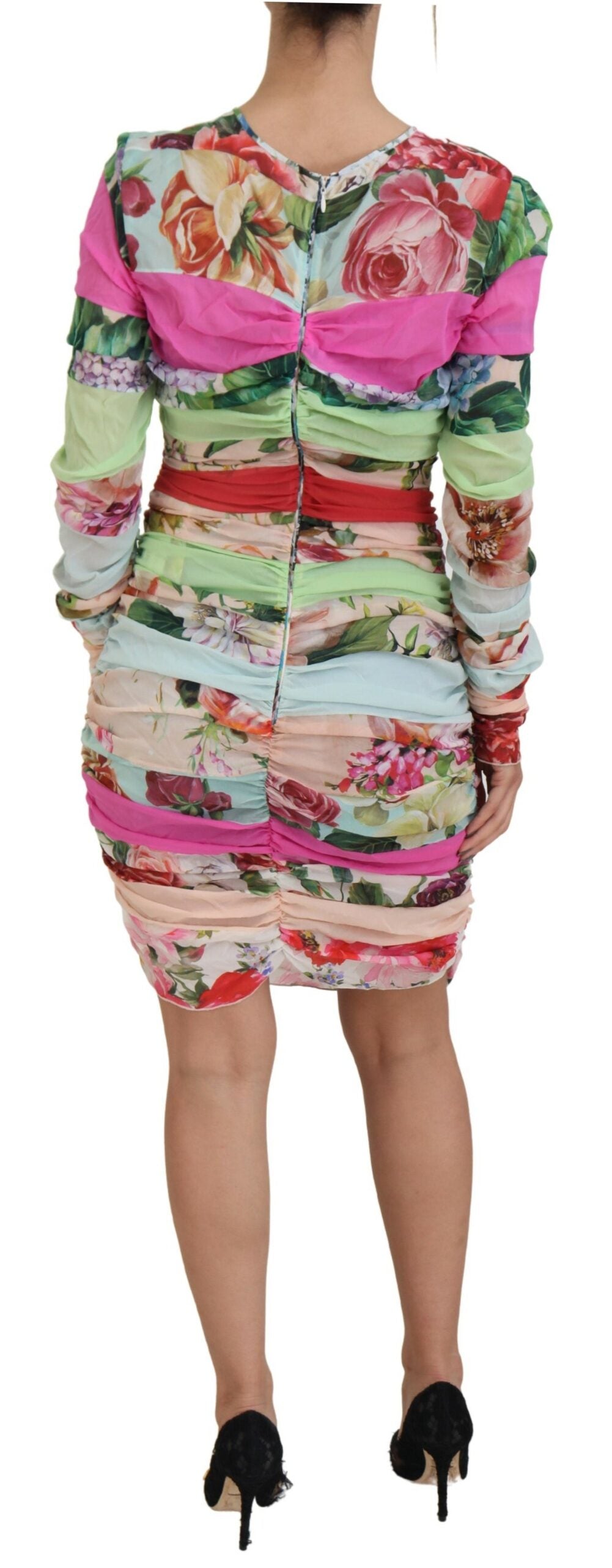 Dolce &amp; Gabbana Multicolor Silk Floral Bodycon Sheath Dress