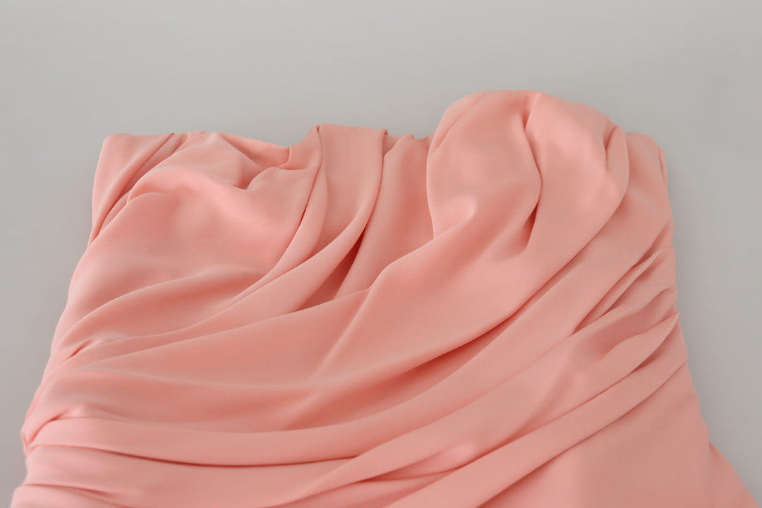 Dolce &amp; Gabbana Pink Silk Stretch Strapless Sheath Dress