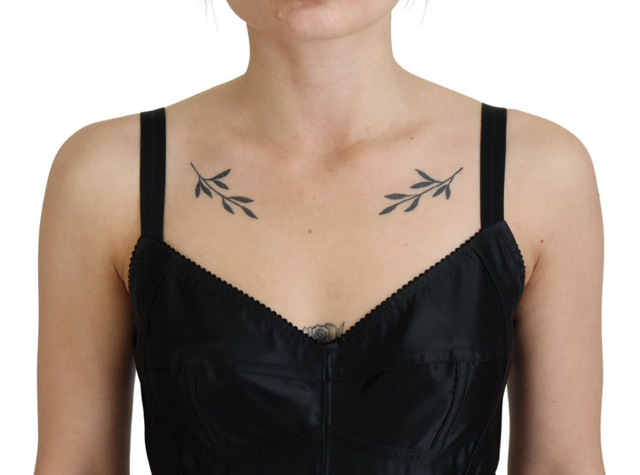 Dolce &amp; Gabbana Black Fit Wool Stretch Sheath Mini Dress