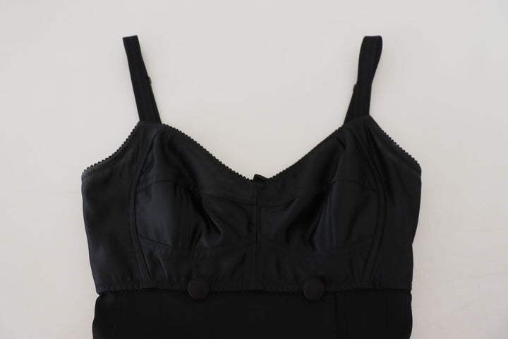 Dolce &amp; Gabbana Black Fit Wool Stretch Sheath Mini Dress
