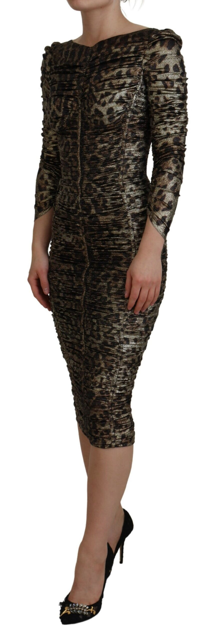 Dolce &amp; Gabbana Multicolor Leopard Bodycon Sheath Midi Dress