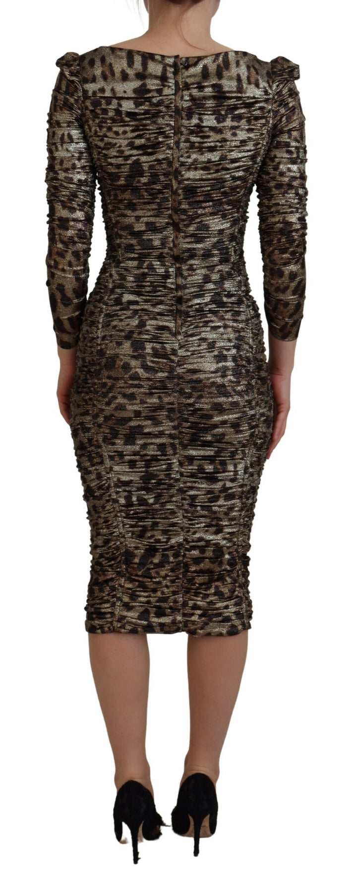 Dolce &amp; Gabbana Multicolor Leopard Bodycon Sheath Midi Dress
