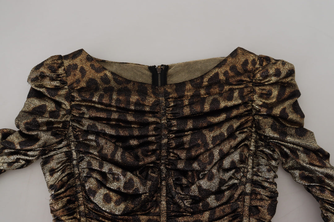 Dolce &amp; Gabbana Multicolor Leopard Bodycon Sheath Midi Dress