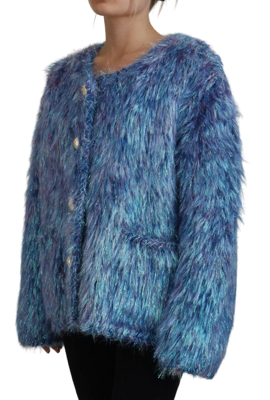 Dolce &amp; Gabbana Multicolor Polyester Fringes Coat Jacket
