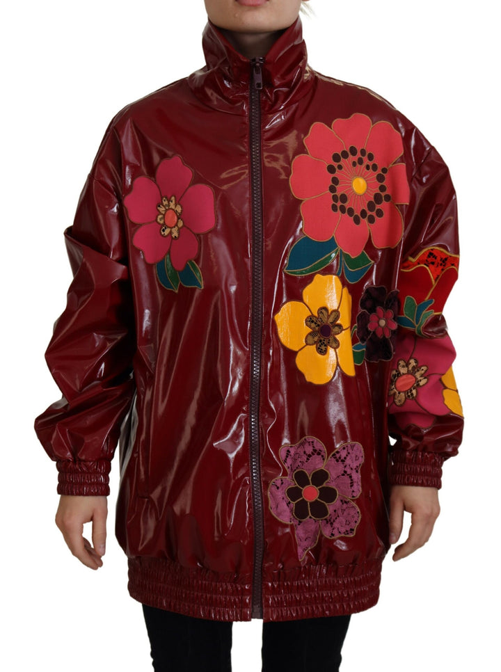 Veste de luxe à fleurs bordeaux Dolce &amp;amp; Gabbana