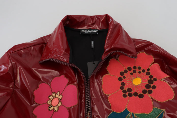 Veste de luxe à fleurs bordeaux Dolce &amp;amp; Gabbana