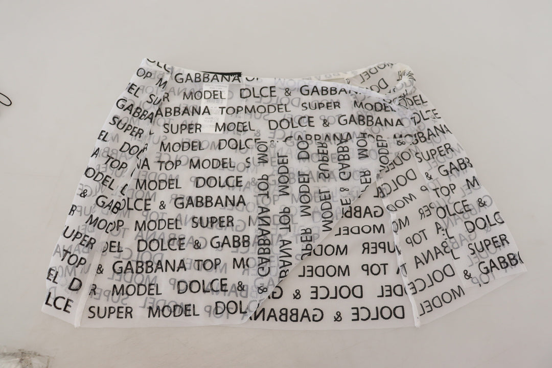 Dolce &amp; Gabbana White Logo See Through A-line Mini Skirt