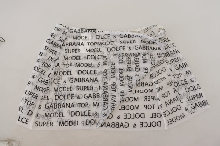 Dolce &amp; Gabbana White Logo See Through A-line Mini Skirt
