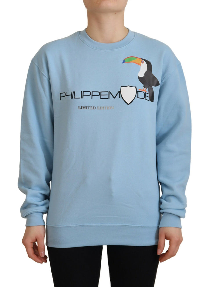 Pull chic bleu clair orné de logo Philippe Model