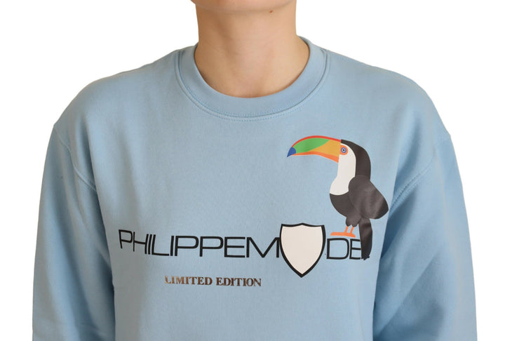 Pull chic bleu clair orné de logo Philippe Model