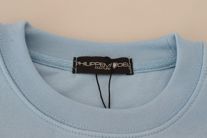 Pull chic bleu clair orné de logo Philippe Model