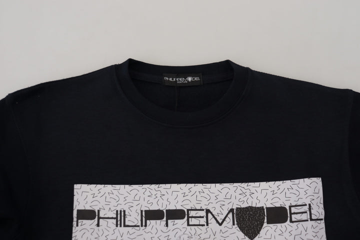 Pull chic en coton imprimé noir Philippe Model