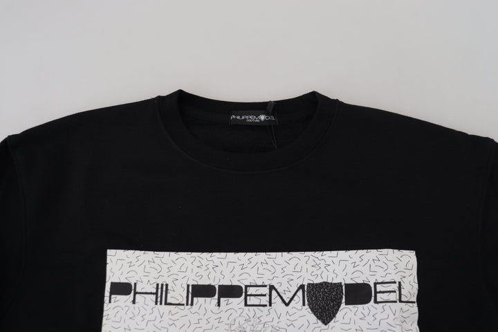 Pull chic en coton imprimé noir Philippe Model