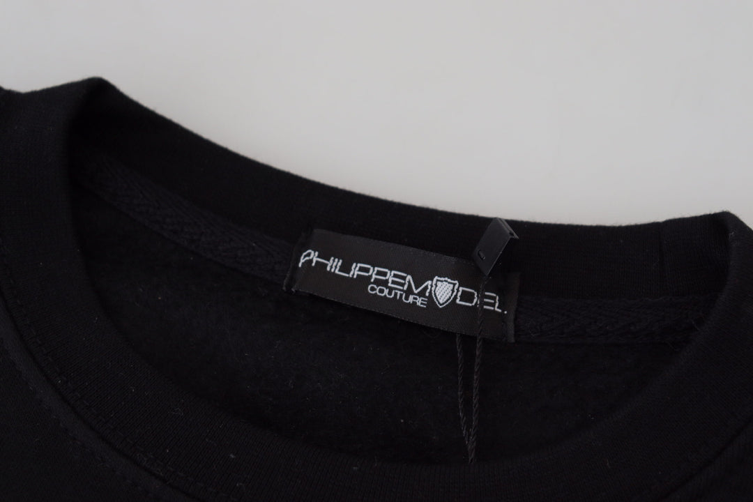 Pull chic en coton imprimé noir Philippe Model