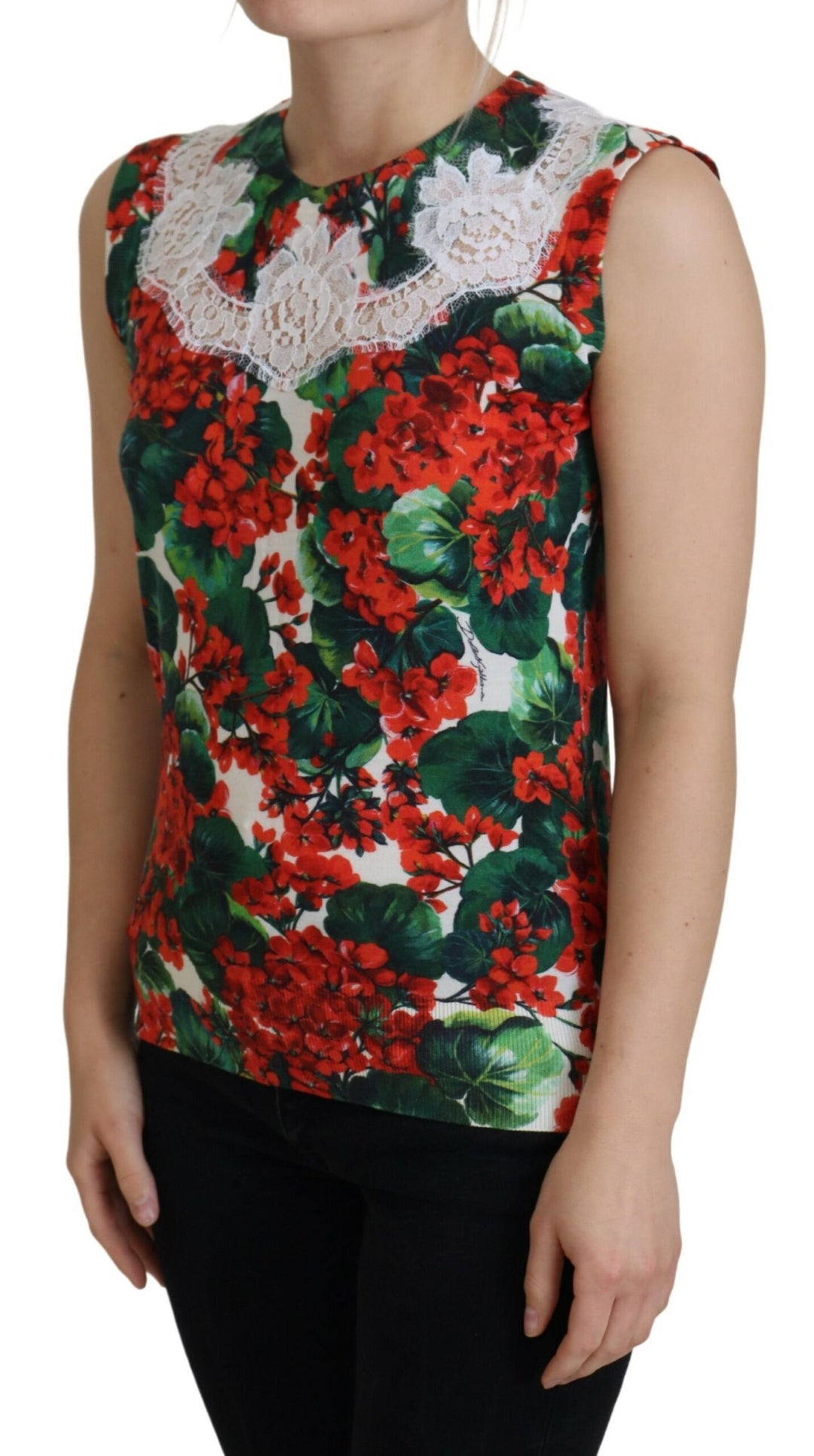 Dolce &amp; Gabbana White Floral Wool Lace Vest Tank Top