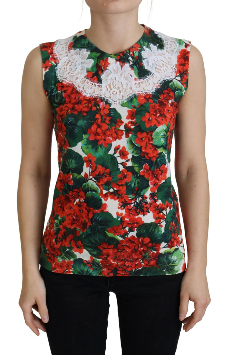 Dolce &amp; Gabbana White Floral Wool Lace Vest Tank Top