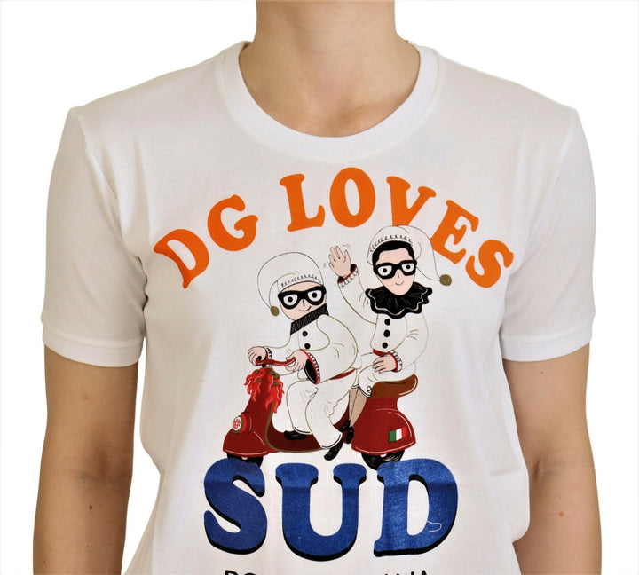Dolce &amp; Gabbana White Cotton DG Loves SUD  T-shirt