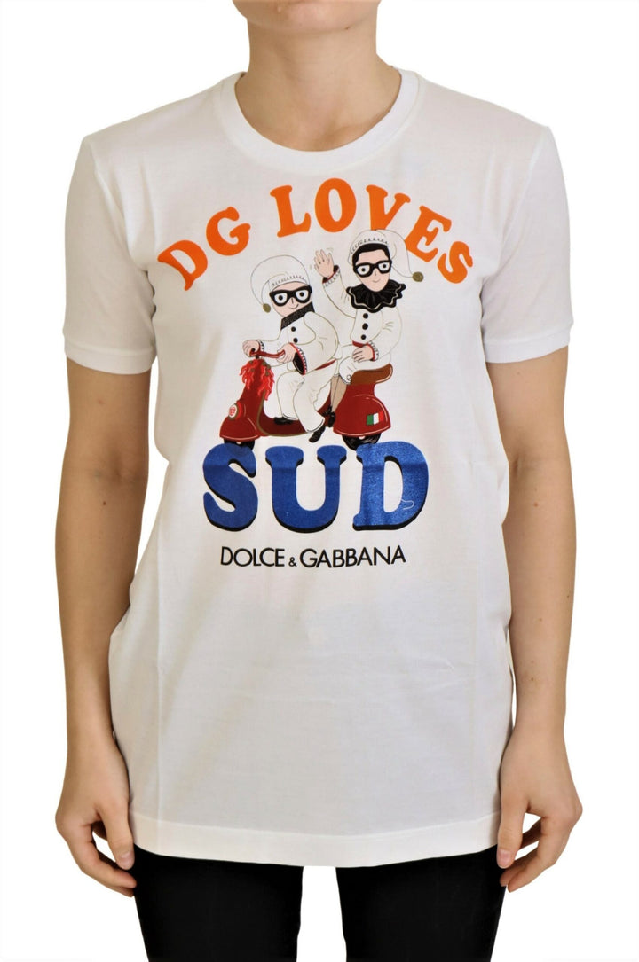 Dolce &amp; Gabbana White Cotton DG Loves SUD  T-shirt