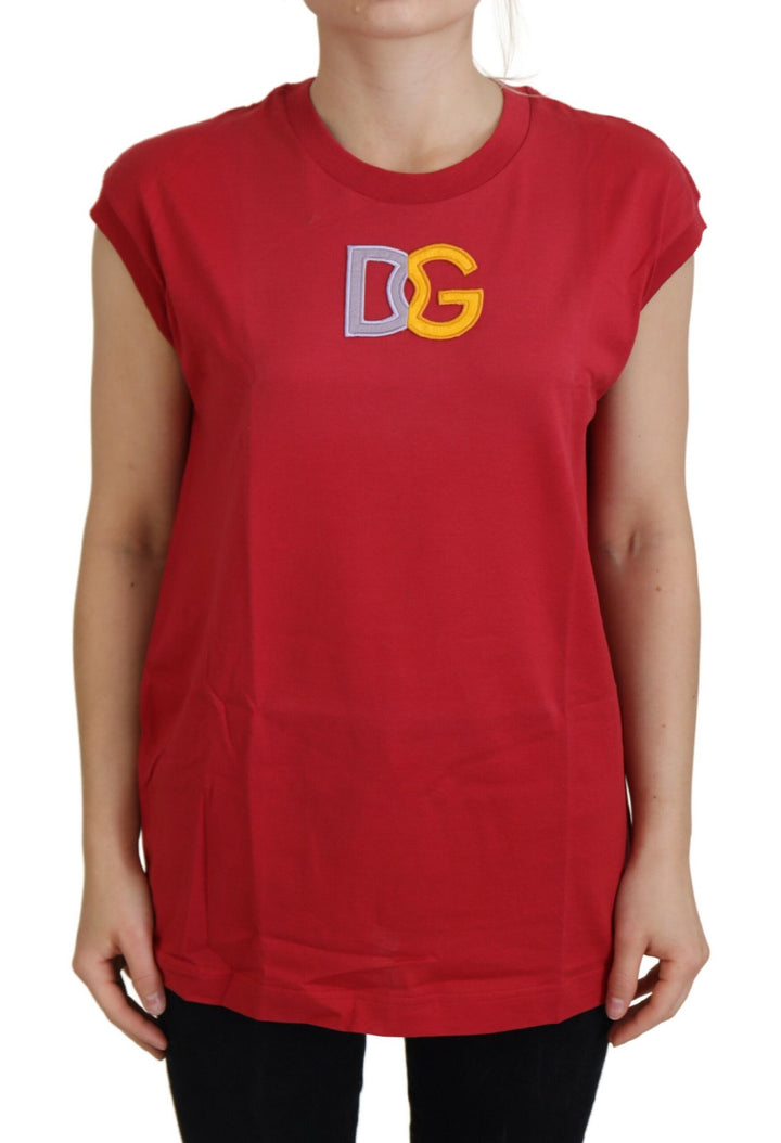 Dolce &amp; Gabbana Red Cotton DG Logo Tank Top T-shirt
