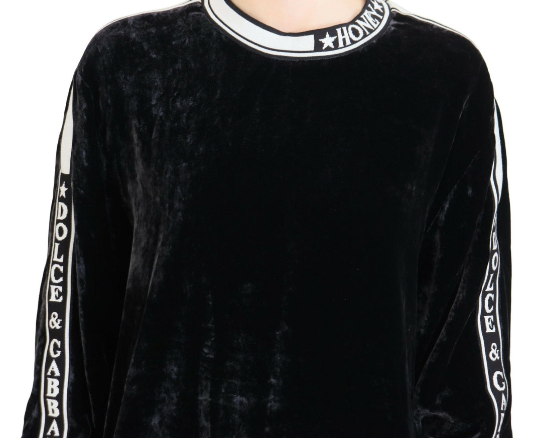 Suéter Dolce &amp;amp; Gabbana con detalles blancos y logo. Vestido Sensation.