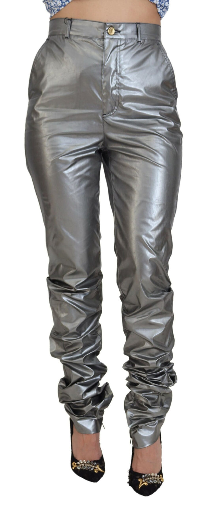 Pantalon skinny taille haute élégant Dolce &amp;amp; Gabbana en argent
