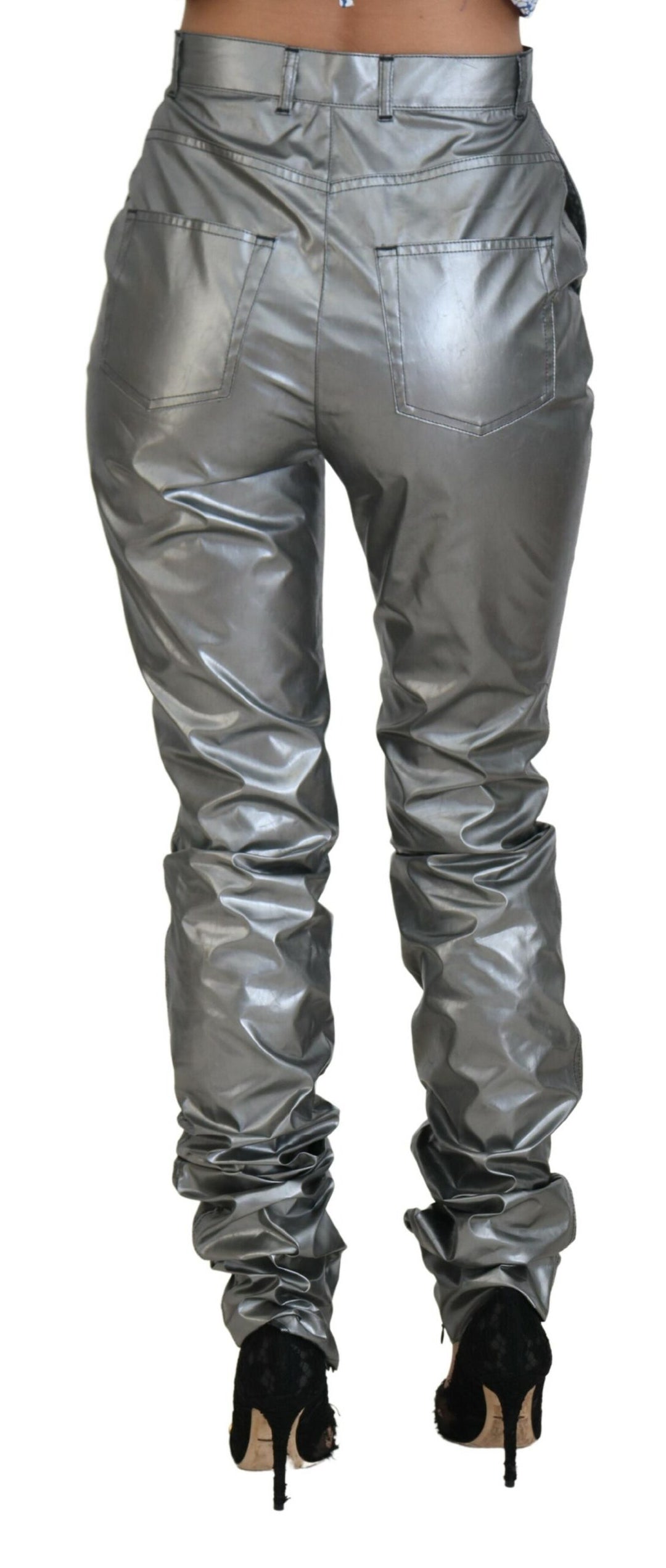 Pantalon skinny taille haute élégant Dolce &amp;amp; Gabbana en argent