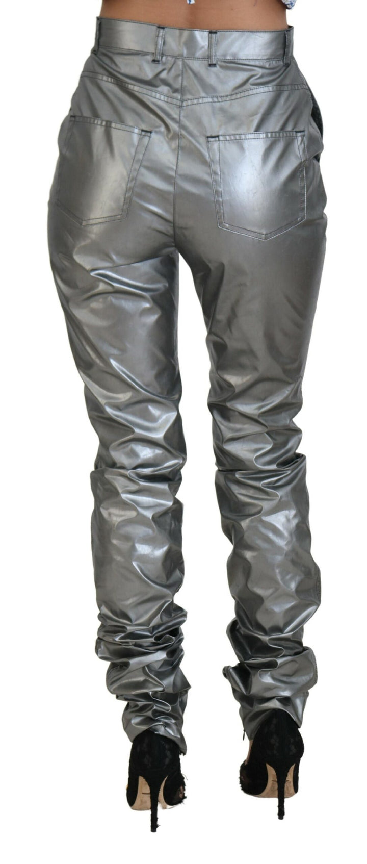 Pantalon skinny taille haute élégant Dolce &amp;amp; Gabbana en argent
