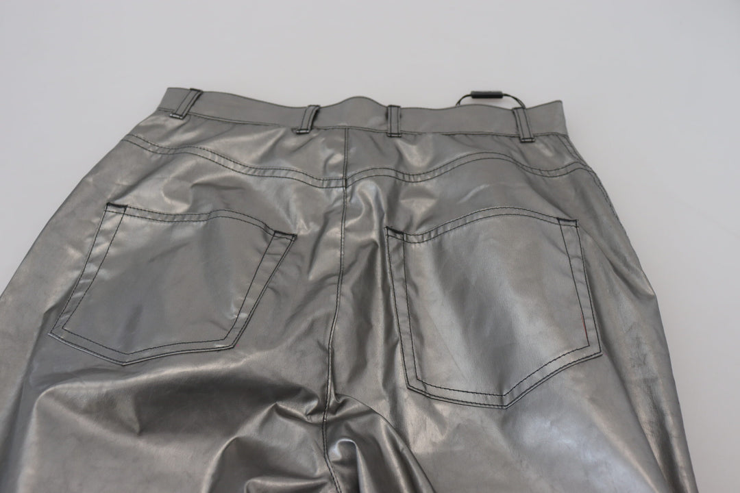 Pantalon skinny taille haute élégant Dolce &amp;amp; Gabbana en argent
