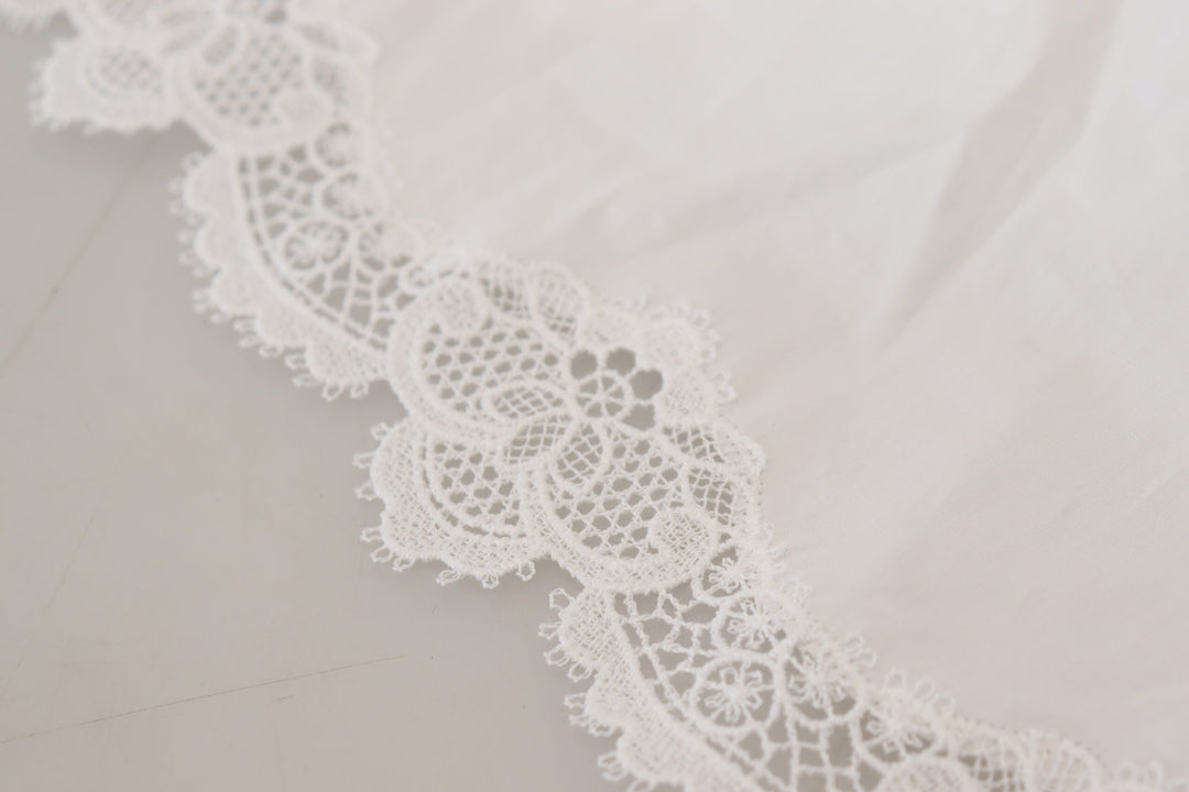 Chemisier élégant en coton à bordure en dentelle blanche Dolce &amp;amp; Gabbana