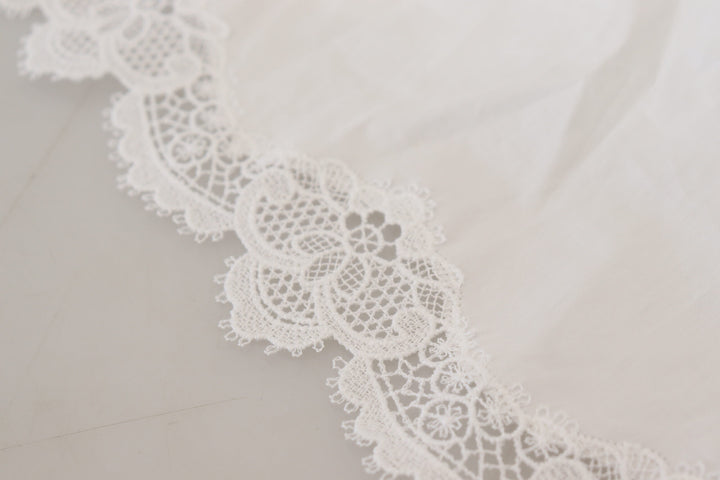 Chemisier élégant en coton à bordure en dentelle blanche Dolce &amp;amp; Gabbana