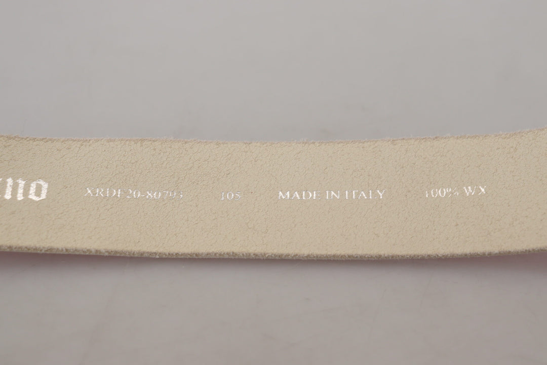 John Galliano Pink Leather Letter Logo Round Buckle Waist Belt