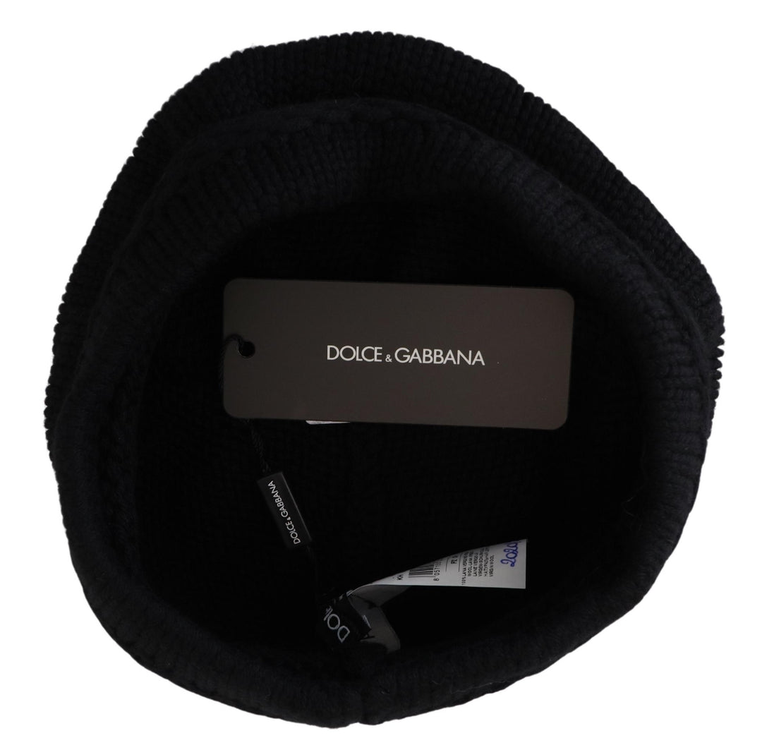 Dolce &amp; Gabbana Black Virgin Wool Women Winter Beanie Cap Hat