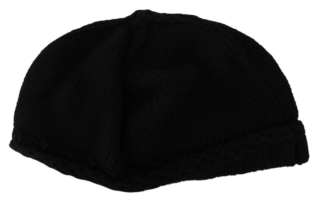 Dolce &amp; Gabbana Black Virgin Wool Women Winter Beanie Cap Hat